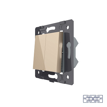 Клавиша перекрестного механического выключателя, 1/2 модуля, цвет золотой (механизм) Livolo