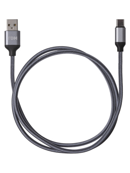 Дата-кабель, ДК 11, USB - USB Type-C, 1 м, тканевая оплетка, серый, TDM