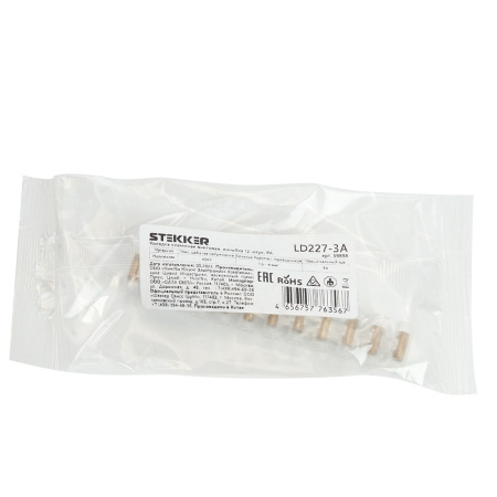 Колодка клеммная винтовая STEKKER, линейка 12 штук, полиэтилен, LD227-3A DIY