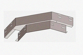 Лоток угловой замковый глухой КГЗГ 400х60-90 УХЛ1 поворот на 90, горячее цинкование, S1,2