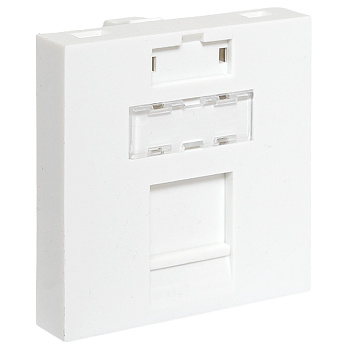 Вставка розеточная TERACOM PRO 45x45мм формат Mosaic на 1 модуль Keystone со шторкой и маркером белая EKF