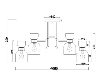 Люстра 8*E14 40Вт Матовое Золото IP20 Isla FR5094PL-08G Freya