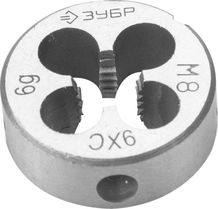 М8x1.25мм, плашка, сталь 9ХС, круглая ручная ЗУБР
