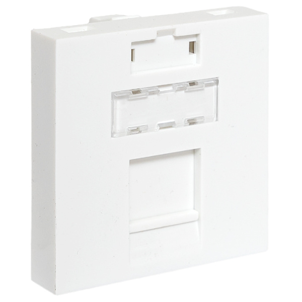 Вставка розеточная TERACOM PRO 45x45мм формат Mosaic на 1 модуль Keystone со шторкой и маркером белая EKF