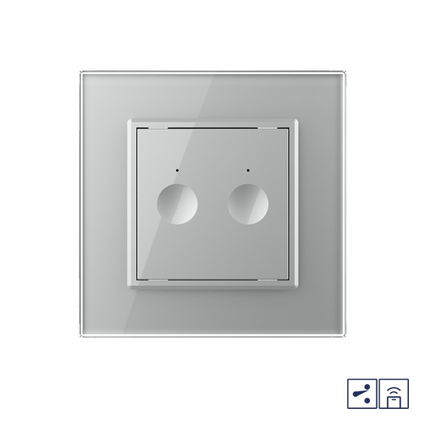 Двухклавишный проходной сенсорный выключатель Module с функцией радиоуправления, цвет серый Livolo