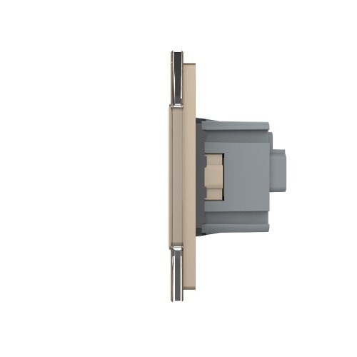 Трехклавишный сенсорный выключатель с розеткой 2 поста, цвет золотой Livolo фото 3