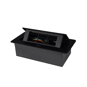 Выдвижной горизонтальный модуль RocketSocket в столешницу для розеток Livolo 3 поста, черный