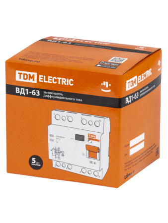 Устройство защитного отключения УЗО ВД1-63 4П 80А 500мА TDM