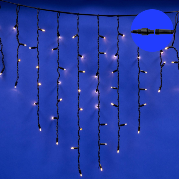 СНЯ Бахрома св/д с эффектом мерцания 4,8 м. Соединяемая. 176 светодиодов. 3000К провод черный. IP67 Uniel 