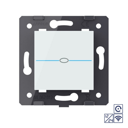 Одноклавишная сенсорная кнопка Quadro 12/24В с радиоупр., цвет белый (механизм) Livolo