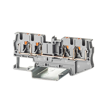 Клемма проходная, зажим push-in, 4 точки подключения, 4 кв.мм, серая DKC