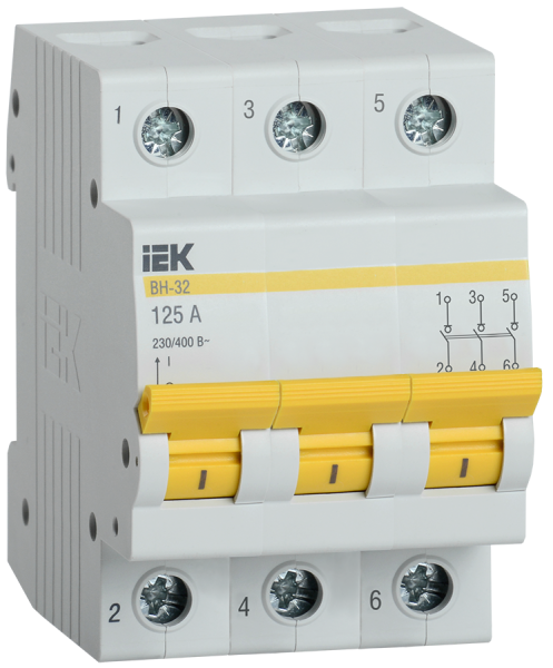 Выключатель нагрузки (мини-рубильник) ВН-32 3Р 125А IEK
