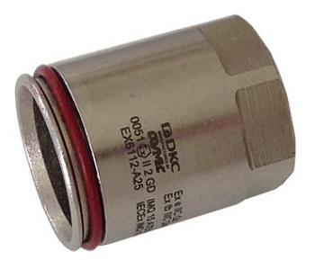 Взрывозащищенная Ex e муфта труба-коробка с внутренней резьбой. DT 50 мм. M50x1,5. Никелированная латунь. IP66/67 DKC