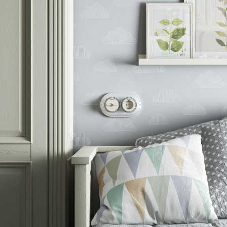 Выключатель на 4 положения двухклавишный (слоновая кость матовый/хром) Vintage ОУ IP20 Werkel