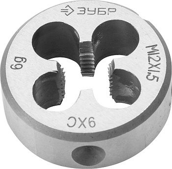 М12x1.5мм, плашка, сталь 9ХС, круглая ручная ЗУБР