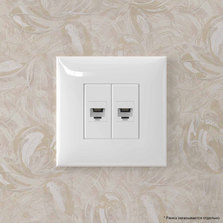 Телефонная розетка RJ-12 без шторки в стену двойная, "Avanti", "Белое облако" DKC