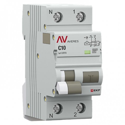Автоматический выключатель дифференциального тока DVA-6 1P+N 10А (C) 10мА (A) 6кА AVERES EKF
