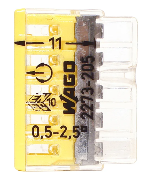 Клемма 5x2.5мм желтая/прозрачная (100шт) Wago