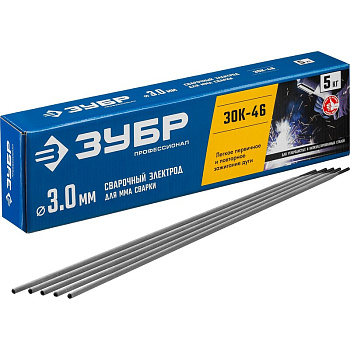 Электрод сварочный ЗОК-46 рутил-целлюлозный, d 3.0 х 350 мм, 5 кг в коробке, Профессионал. ЗУБР