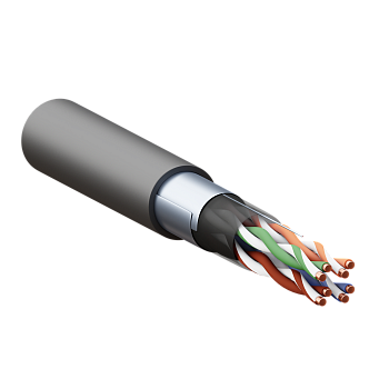 Кабель витая пара TERACOM PRO Cat,5E F/UTP 4 пары solid внешний 24AWG оболочка LDPE цвет черный (упак, 305м) EKF