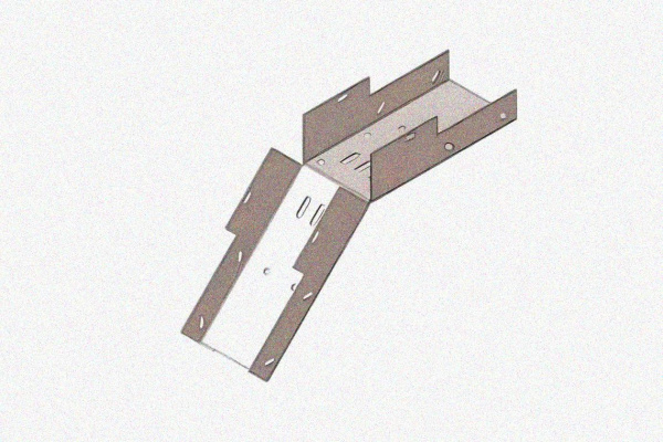 Лоток замковый глухой КСЗГ 400х60-45 УХЛ1 для поворота трассы вниз на 45, горячее цинкование, S1,2