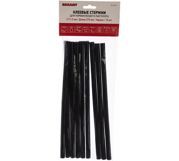 Клеевые стержни d=11,3 мм, L=270 мм, черные (упак. 10 шт.) REXANT