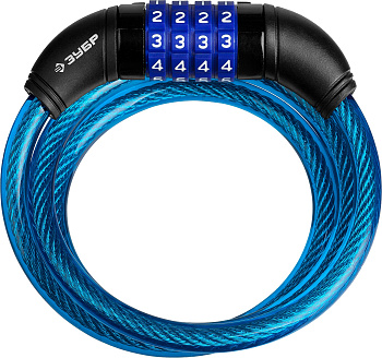 Замок "Профессионал", тросовый, кодовый, с изменяемым кодом, длина троса - 950мм, d 10мм ЗУБР