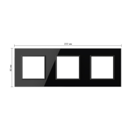 Рамка для розетки тройная черная Livolo