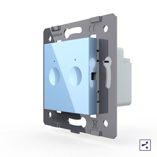 Двухклавишный проходной сенсорный выключатель Module, цвет синий (механизм) Livolo
