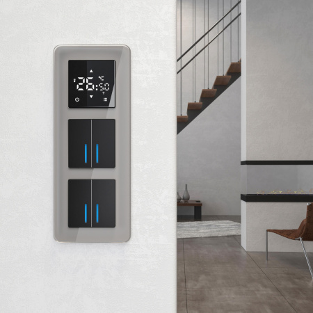 Elite Рамка из стекла на 3 поста дымчатый Werkel