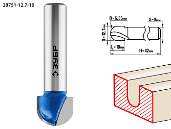 12.7x10мм, радиус 6.35мм, фреза пазовая галтельная ЗУБР