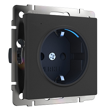 Розетка с подсветкой (черный) СУ IP20 Werkel