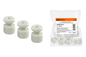 Керамический изолятор для ретро провода белый (10шт) TDM