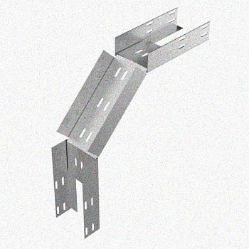 Лоток перфорированный КС 75х65-90 УТ1,5 для поворота трассы вниз на 90, оцинкованный лист S1,0