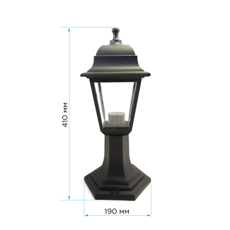 11-12 ЧЕР (НТУ 04-60-001 ОСКАР) Светильник-фонарь напольный черный прозрач стекло APEYRON