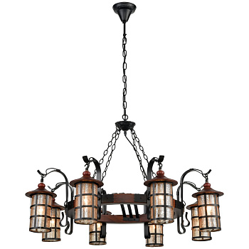 Люстра подвесная Дуб, Черный/Прозрачный E27 8*40Вт 560-703-08 VELANTE