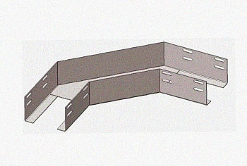 Лоток угловой перфорированный КГ 150х65-135 У3 поворот на 135, окрашенный, S1,5