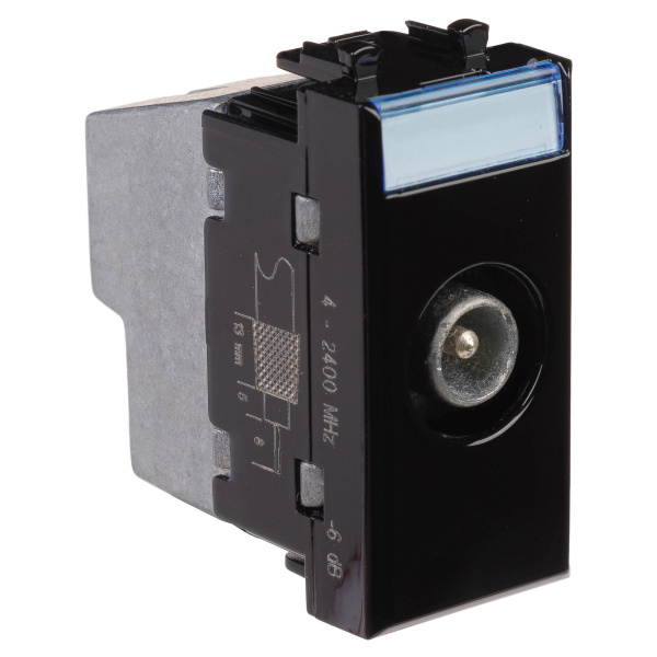 Розетка TV проходная модульная, "Avanti", "Черный квадрат", 1 модуль DKC