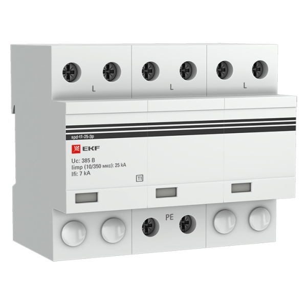 Устройство защиты от импульсных перенапряжений 3П Тип 1 Iimp 25kA (10/350μs) EKF 