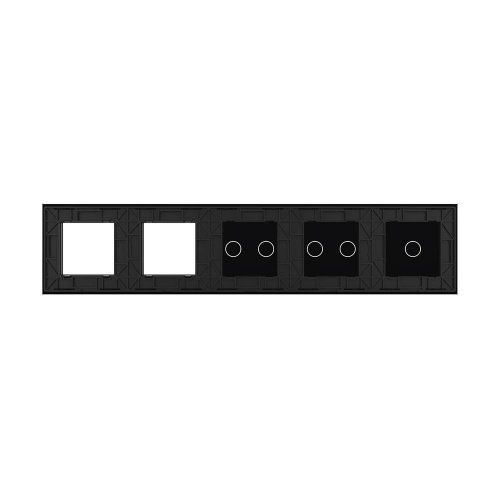 Панель для 3-х сенсорных выключателей и 2-х розеток, 5 клавиш (1+2+2), цвет черный, стекло Livolo фото 4