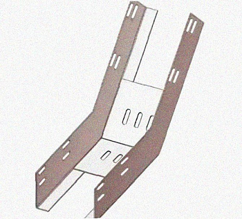 Лоток перфорированный КП 250х65-45 УХЛ1 для поворота трассы вверх на 45, оцинкованный лист, S1,0