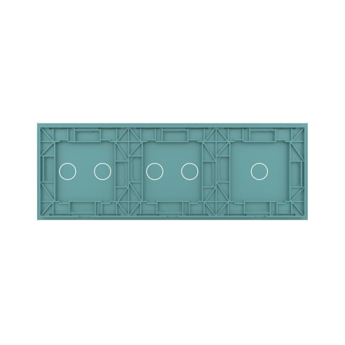 Панель для трех сенсорных выключателей, 5 клавиш (1+2+2), цвет зеленый, стекло Livolo фото 4