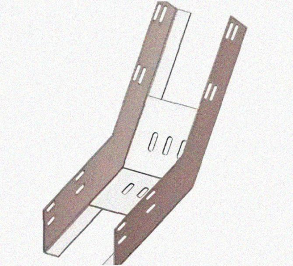 Лоток перфорированный КП 250х65-45 УХЛ1 для поворота трассы вверх на 45, оцинкованный лист, S1,0
