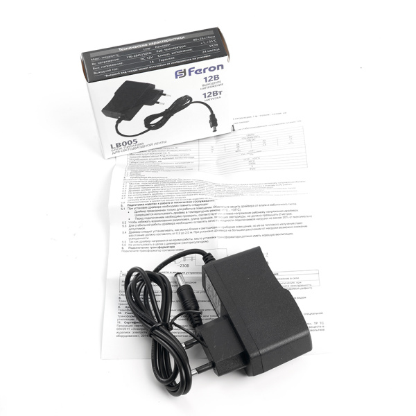 Блок питания для светодиодной ленты 12W 12V (драйвер), LB005 Feron