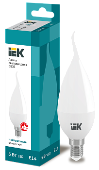 Лампа светодиодная CB35 свеча на ветру 5Вт 230В 4000К E14 IEK