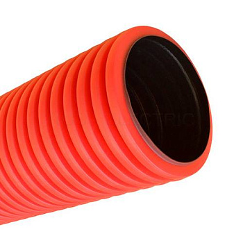Труба гофрированная двустенная ПНД гибкая тип 450 (SN18) с/з красная d63 мм (50м/уп) Промрукав