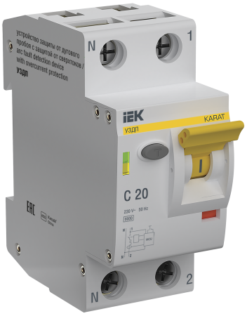 KARAT Устройство защиты от дугового пробоя c автоматическим выключателем 1P+N C 20A IEK