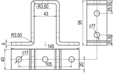 Крепление стеновое для двойного С-образного профиля 41х41, горячеоцинкованное DKC