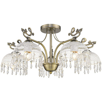 Люстра потолочная Бронзовый/Белый, Прозрачный E27 5*60Вт 733-507-05 VELANTE