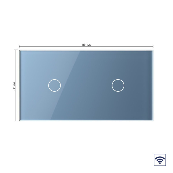 Сенсорный радиоуправляемый выключатель 2 клавиши (1-1), 2 поста Синий Livolo